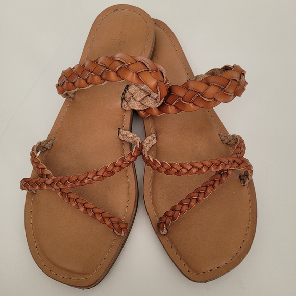 UNIVERSAL THREAD Braided Leather Slides Sandle Boho Western Cowgirl Size 9 - Picture 2 of 10